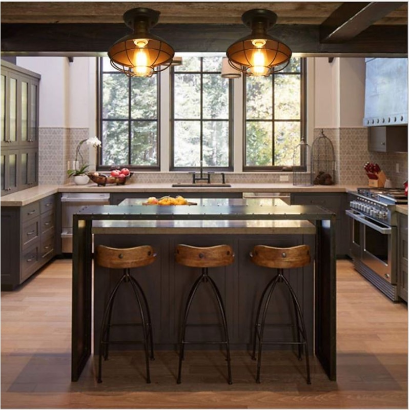 22cm LED Ceiling Light Porch Light Corridor Aisle Dining Light Bar Restaurant Flush Mount Lights Metal Painted Finishes Black Country 110-120V 220-240V3