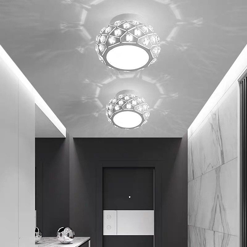 16cm LED Ceiling Light Crystal Porch Light Aisle Corridor Lamp Modern Round Desgin Flush Mount Lights Metal Painted Finishes 110-240 V2