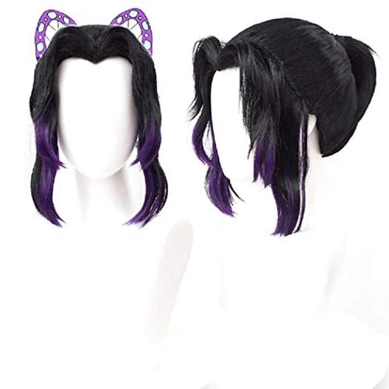 Cosplay  Wig Wavy Middle Part Wig Kochou Shinobu 2836 Synthetic Hair Women's Black Halloween Wigs