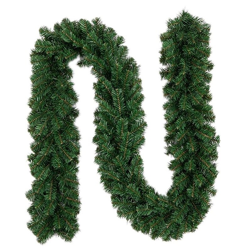 Christmas Rattan Garland 2.7M LED Lighted Staircase Decoration Outdoor Winter Wreath Window Wall Decoration Decorative Green Christmas Garland Artificial Xmas Tree Rattan Banner Decoration3