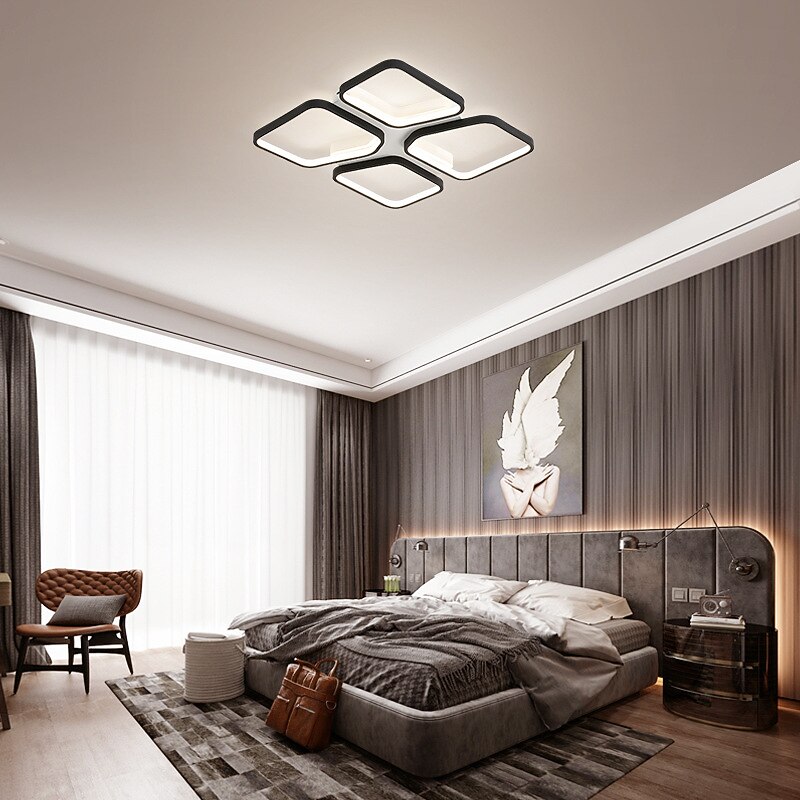 LED Ceiling Light Modern Simple Basic Square Design Geometric Shapes 42 52 cm Living Room Bedroom Flush Mount Lights Metal Painted Finishes 110-120V 220-240V2