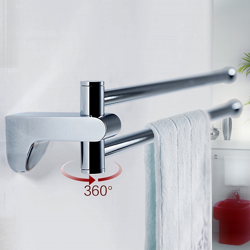 Towel Bar / Bathroom Shelf Foldable / Retractable Cable / Multilayer Contemporary / Modern Brass / Zinc Alloy / Metal 1pc - Bathroom Single / Double / 1-Towel Bar Wall Mounted