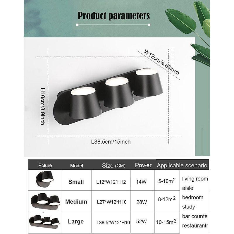 Lightinthebox Double Sided Light-emitting Indoor Wall Light LED Dimmable Rotatable Wall Lamp Nordic Modern Creative Bedroom Bedside Hotel Living Room AC110-240V2