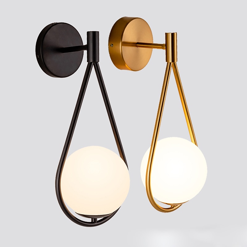 Lightinthebox Nordic Style Brass Wall Lamp Post Modern Simple Living Room Corridor  Balcony Bedroom Bedside Glass Wall Lamp2