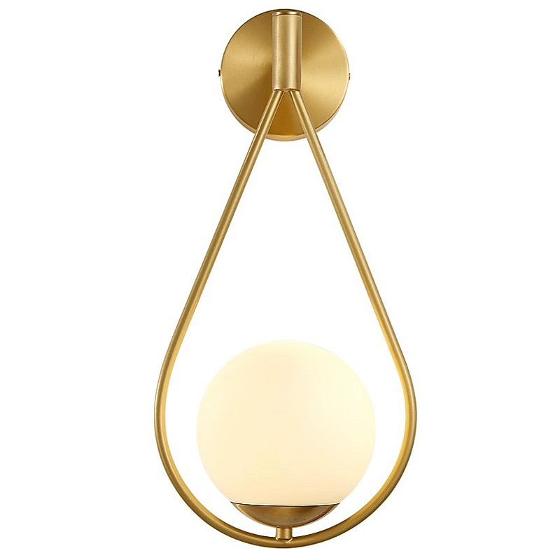 Lightinthebox Nordic Style Brass Wall Lamp Post Modern Simple Living Room Corridor  Balcony Bedroom Bedside Glass Wall Lamp3