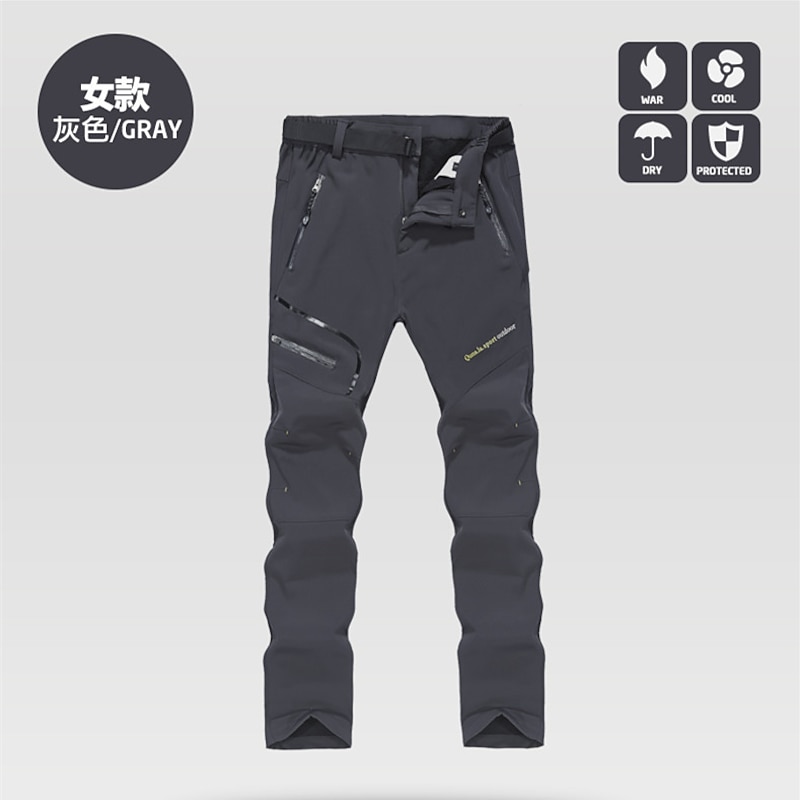 women's outdoor windproof waterproof hiking mountain ski snow pants, soft shell fleece lined trousers#0926f-blue,us m4