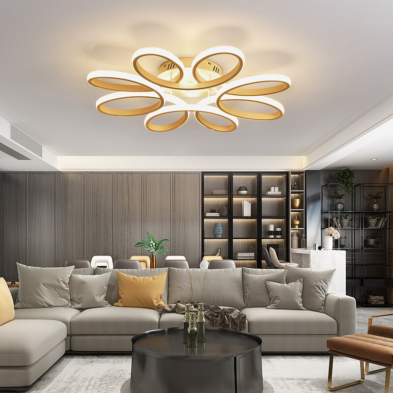 LED Ceiling Light 8 Heads 6 Heads Modern Flower Design Metal Silica Gel Linear Painted Finishes 65cm 110-120V 220-240V4