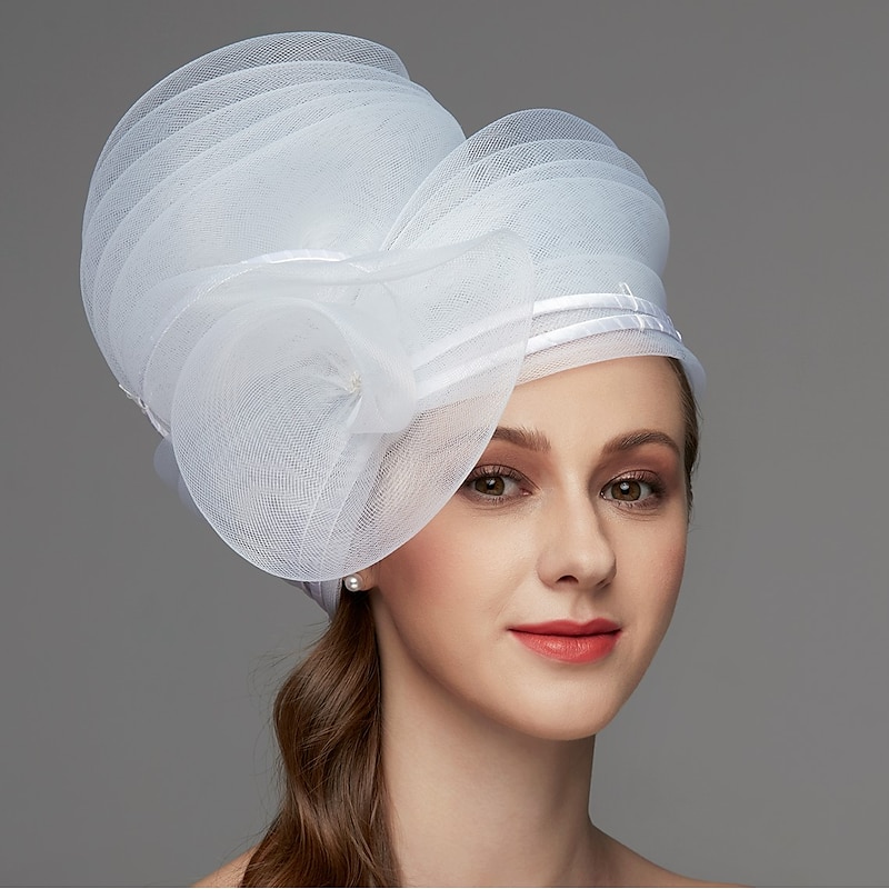 Fascinators Vintage Style Elegant & Luxurious Tulle Hats Headdress with Feather Flower Trim 1 PC Wedding Horse Race Ladies Day Headpiece dress to impress Race Day Dress4