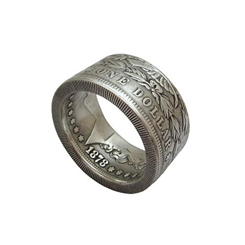 coin ring handcraft rings vintage handmade from morgan dollar silver plated copy coin1878 eagle silver plated us size 9-16#