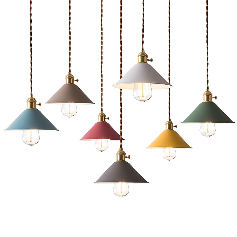 22 cm LED Pendant Light Modern Nordic Single Design White Yellow Green Gray Blue Pink Metal Painted Finishes 110-120V 220-240V2