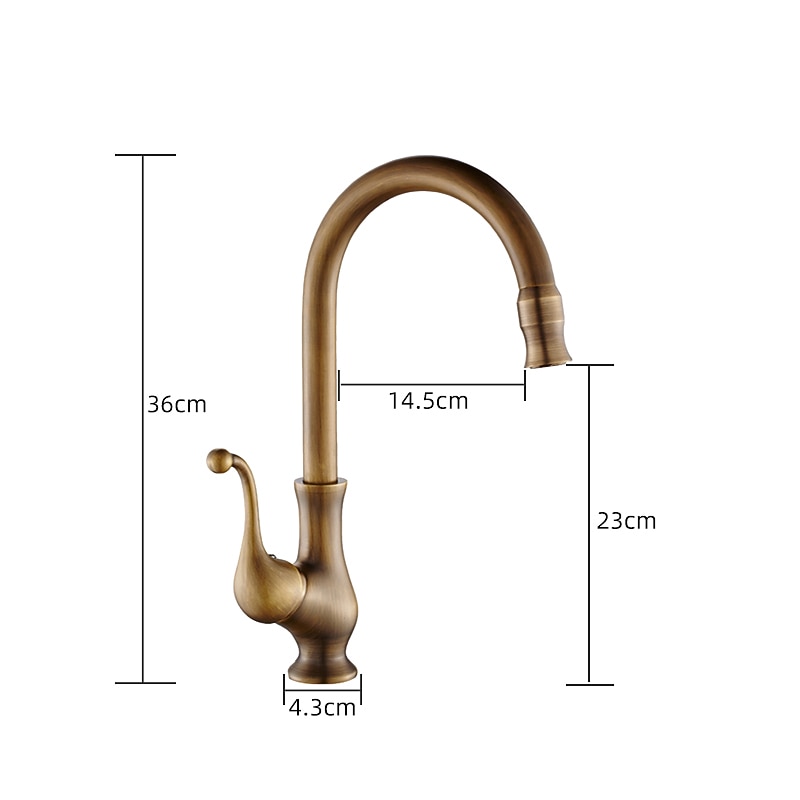 Kitchen Faucet,Antique Brass Single Handle One Hole Standard Spout Centerset Contemporary Rotatable Kitchen Taps with Cold and Hot Switch4