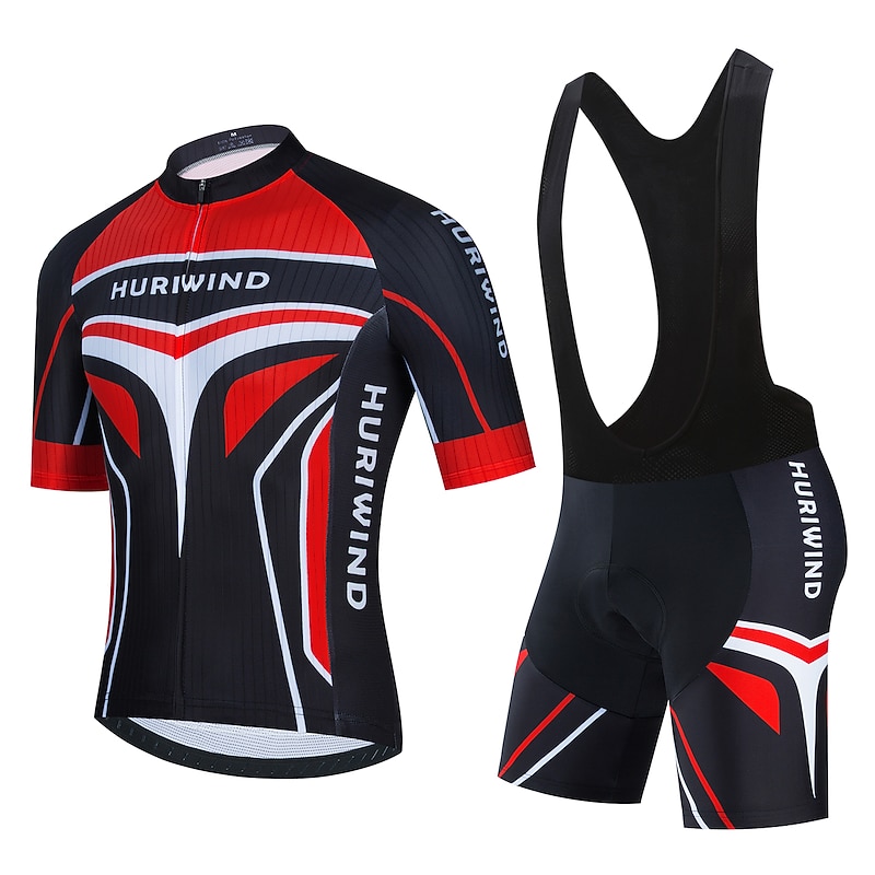 Men's Cycling Jersey with Bib Shorts Cycling Jersey with Shorts Short Sleeve Mountain Bike MTB Road Bike Cycling Black Red Blue Graphic Bike Clothing Suit 3D Pad Breathable Quick Dry Reflective3
