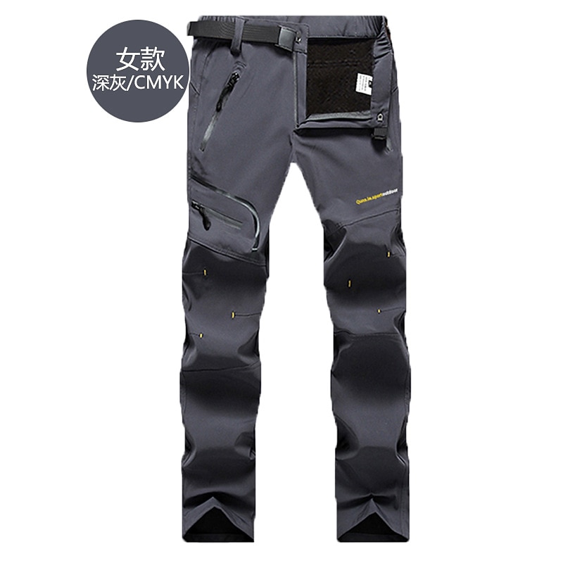 Men's Hiking Pants Trousers Fleece Lined Pants Softshell Pants Winter Outdoor Thermal Warm Windproof Quick Dry Lightweight Pants / Trousers Bottoms Female black Female Army Green Fishing Climbing3