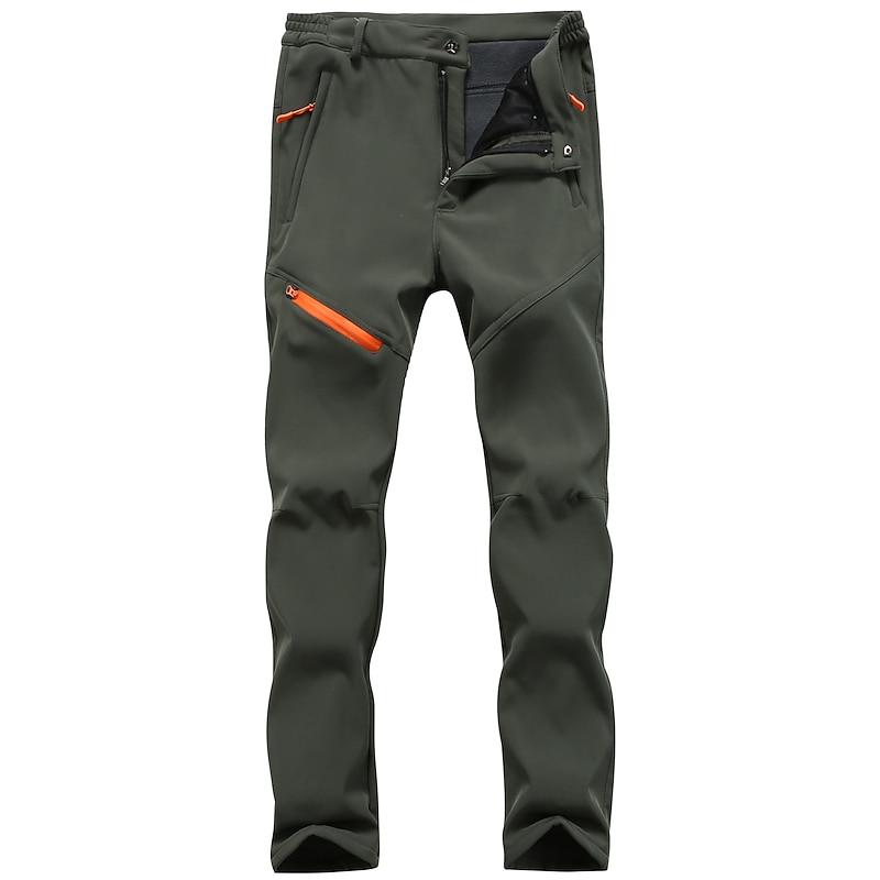 Men's Hiking Cargo Pants Fleece Lined Pants Softshell Pants Winter Outdoor Standard Fit Thermal Warm Waterproof Ripstop Windproof Pants / Trousers Bottoms Black Army Green Work Hunting Fishing S M L3
