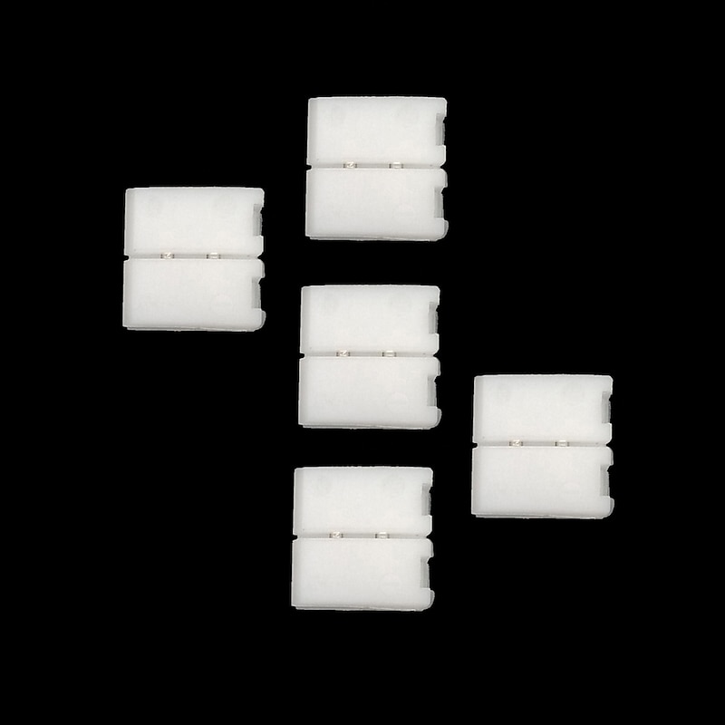 5Packs 2-Pin LED Light Strip Connectors 8mm10mm Unwired Gapless Solderless Adapter Terminal Extension for SMD 5050 2835 3528 4040 LED Monochrome Strip2