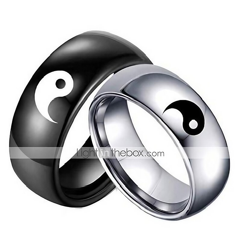 stainless steel black yin yang tai chi ring band for men/best friend//boyfriend (his size 11)