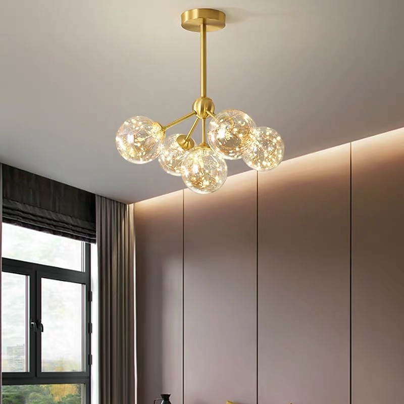 43cm LED Pendant Light Modern Nordic Globe Desgin Living Room Bedroom Flush Mount Lights Copper Brass 110-120V 220-240V2