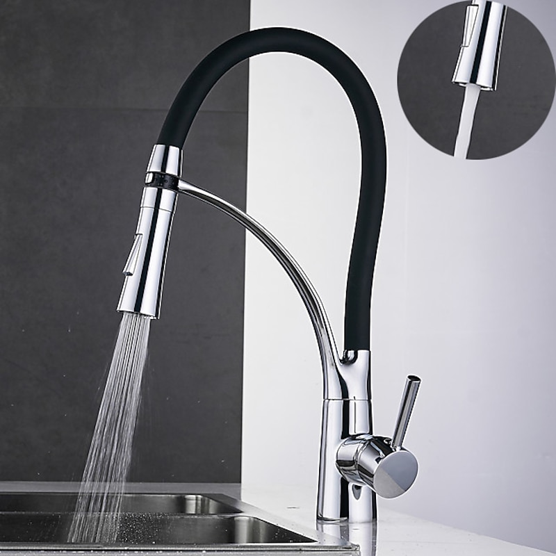 Kitchen faucet - Single Handle One Hole Electroplated Pull-out / Pull-down Vessel