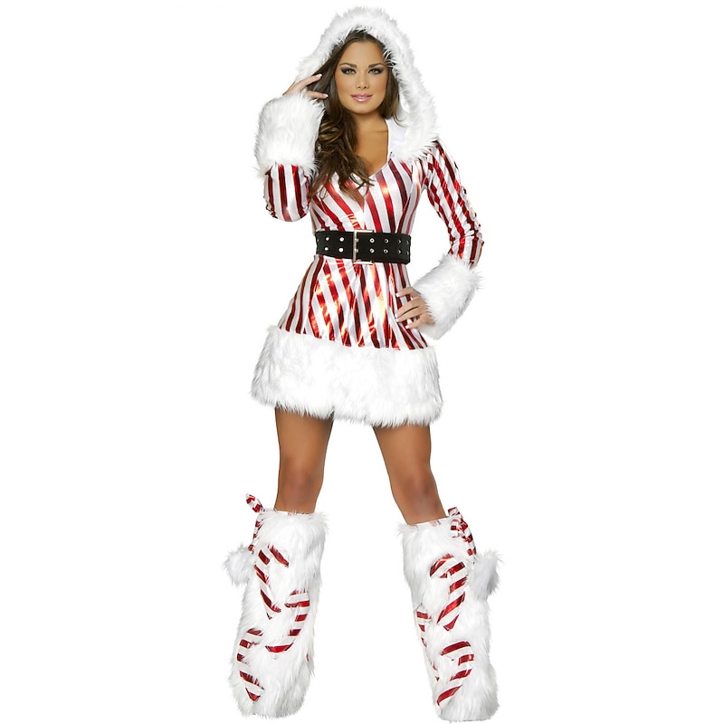 Santa Claus Mrs.Claus Cosplay Costume Outfits Christmas Dress Sexy Costumes Women's Christmas Costume Party Cosplay Costume Adults' Christmas Carnival Masquerade Christmas Party / Evening Dress Belt2