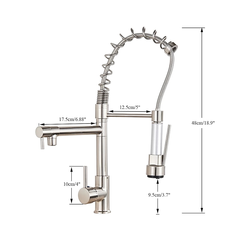 Kitchen Faucet,Brass Chrome Deck Mounted Pullout Spray Contemporary Kitchen Taps with Hot and Cold Switch4