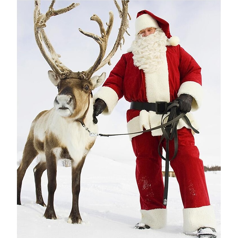 Santa Suit Santa Claus Santa Clothes Adults Adults' Men's Christmas Cosplay Costume Christmas Carnival Children's Day Easy Carnival Costume