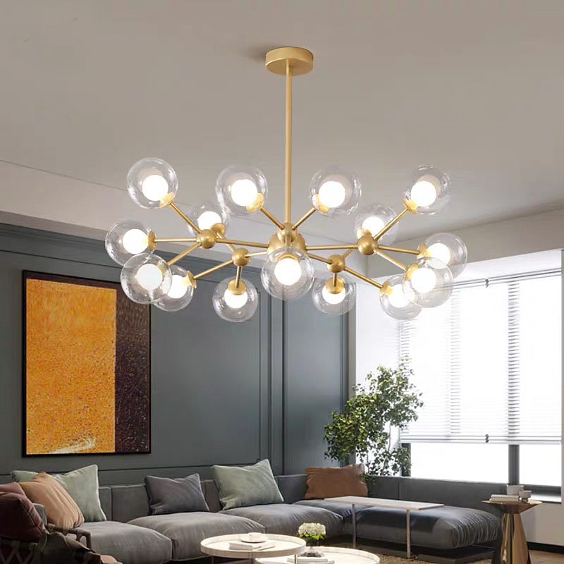 90cm LED Pendant Light Nordic Black Gold Globle Design Metal Painted Finishes Modern Christmas Decoration 110-120V 220-240V