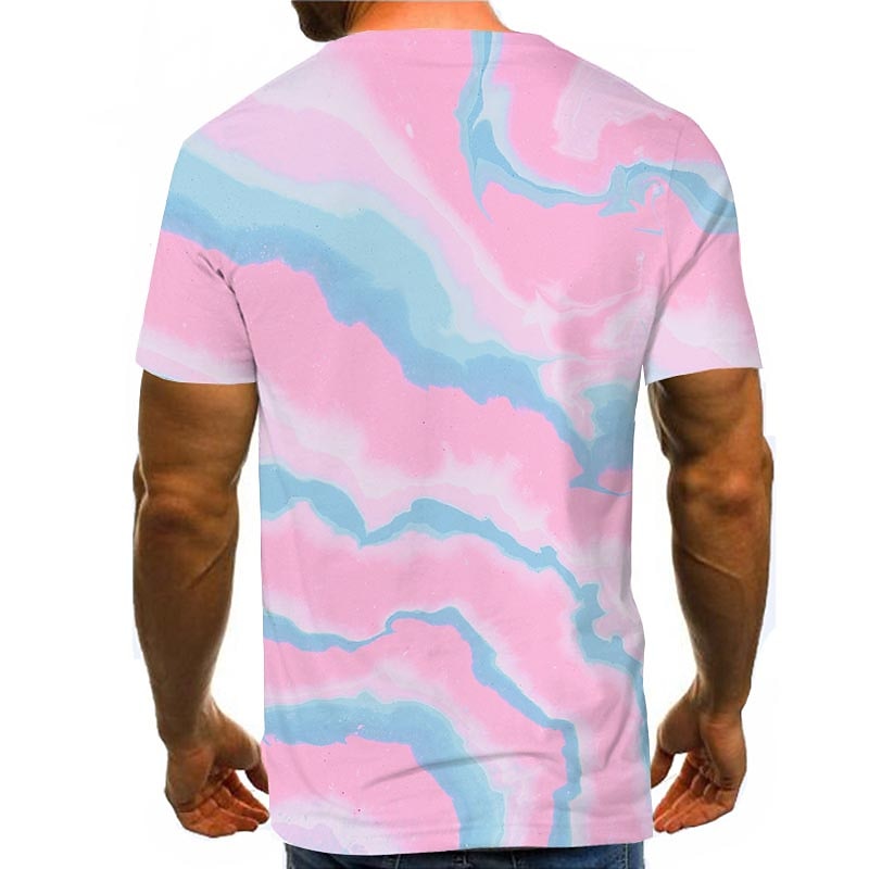 Men's Graphic T Shirt Short Sleeve T shirt 3D Print Round Neck Shirt Streetwear Daily Going out Light Pink Pink Blue Clothing Apparel Normal S M L XL XXL 3XL