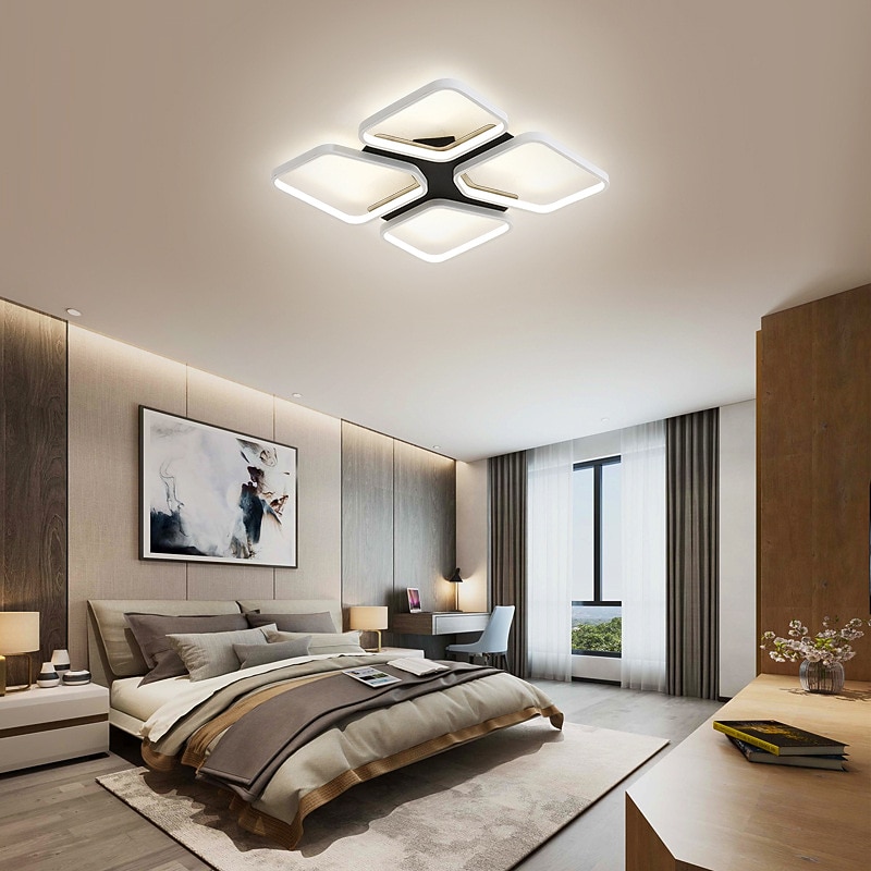 LED Ceiling Light Modern Simple Basic Square Design Geometric Shapes 42 52 cm Living Room Bedroom Flush Mount Lights Metal Painted Finishes 110-120V 220-240V4