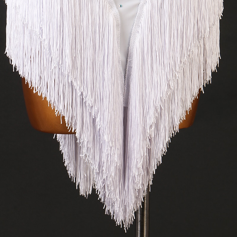 Dance Salsa Latin Dance Dress Fringed Tassel Appliques Split Joint Women's Ladies Training Performance Sleeveless High Chinlon / Jazz4