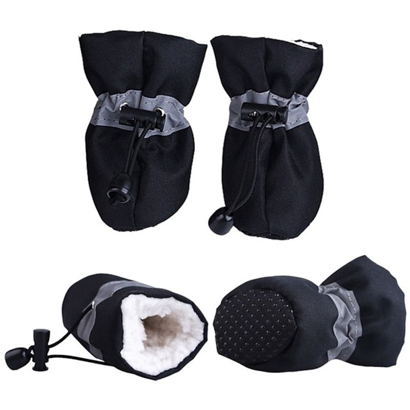 Dog Shoes,Dog Boots / Shoes Socks Warm Cute Solid Colored For Pets Cotton Black Pet Shoes Foot Cover Dog Boots4