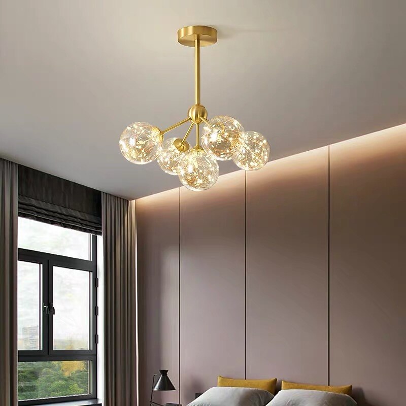 43cm LED Pendant Light Modern Nordic Globe Desgin Living Room Bedroom Flush Mount Lights Copper Brass 110-120V 220-240V3