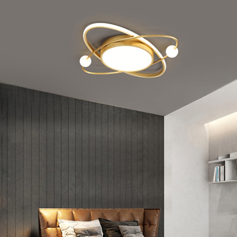 50/60 cm LED Ceiling Light Gold Planet Design Modern Geometric Shapes Flush Mount Lights Metal Painted Finishes Christmas decoration 110-120V 220-240V2