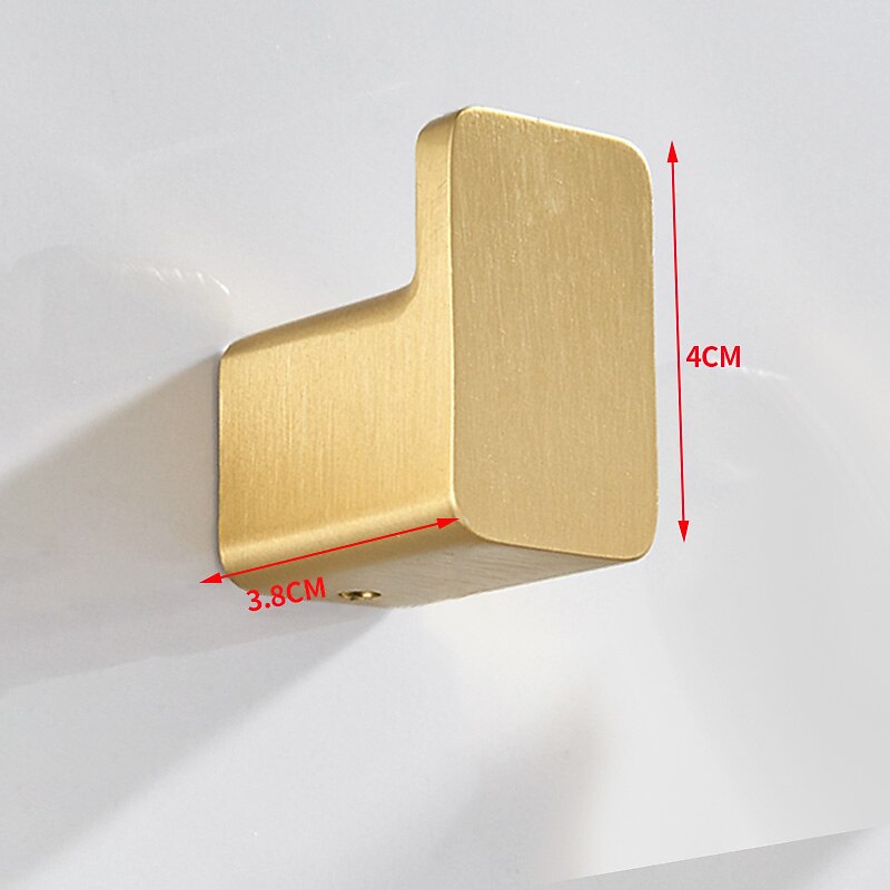 Robe Hooks Gold Aluminum Towel Hook Bathroom Wall Mounted Coat Hanger Vintage Square Base Bathroom Accessories Set Decorative-3/5 pcs3