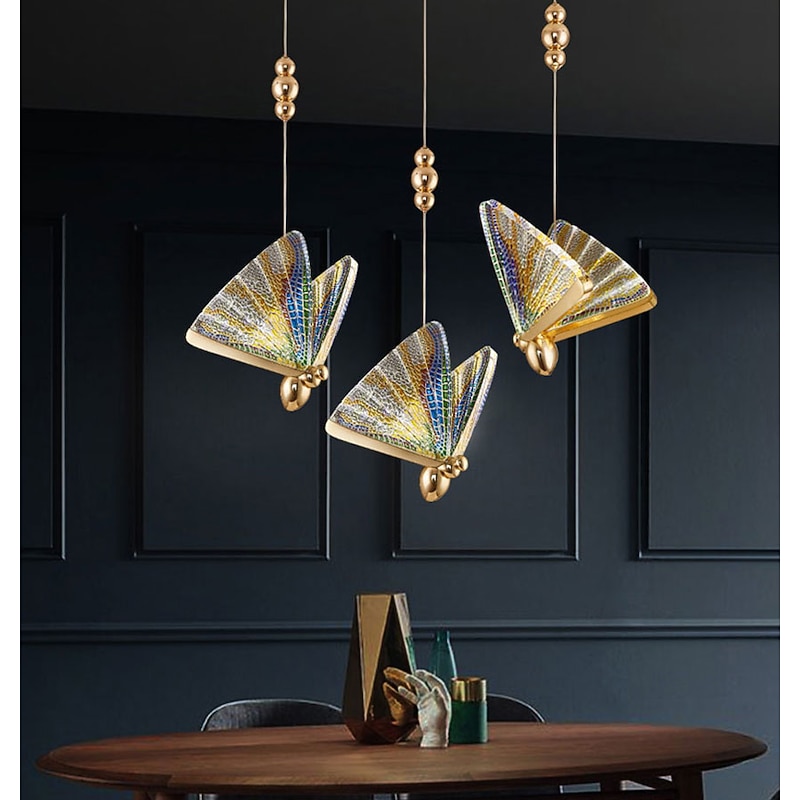 23 cm Single Design Pendant Light Colorful Butterfly Design Bedside Light Dining Room Restaurant Bar Living Room Metal Electroplated 220-240V