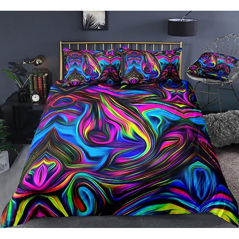 3D Vortex Duvet Cover Bedding Sets Comforter Cover with 1 Duvet Cover or Coverlet，1Sheet，2 Pillowcases for Double/Queen/King(1 Pillowcase for Twin/Single)