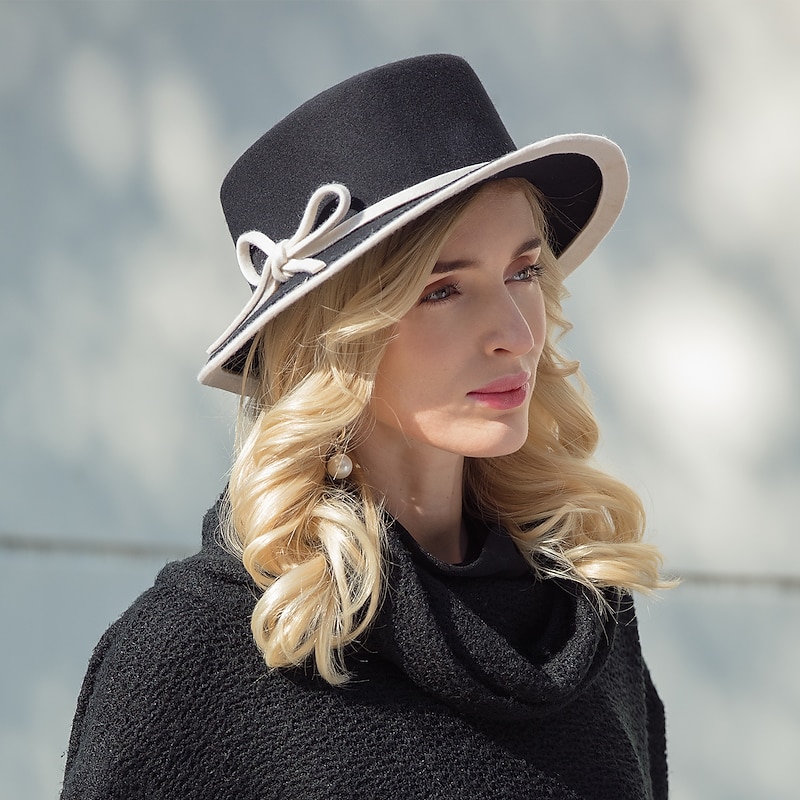 Hats 100% Wool Bucket Hat Casual Daily Wear Headwear Casual Daily With Bowknot Headpiece Headwear