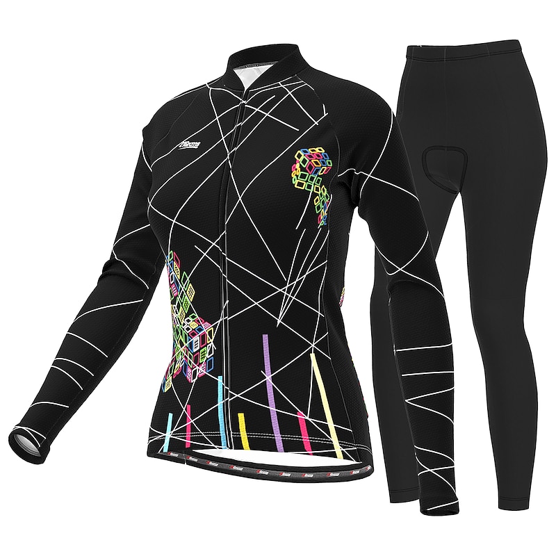 Women's Long Sleeve Cycling Jersey with Tights Cycling Skirt Summer Lycra Polyester Green Black Purple Funny Bike Clothing Suit 3D Pad Breathable Ultraviolet Resistant Quick Dry Reflective Strips