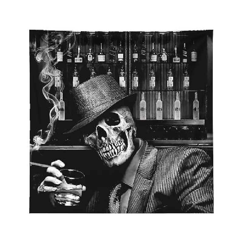 wall tapestry art decor blanket curtain hanging home bedroom living room decoration skull suit gentleman polyester4