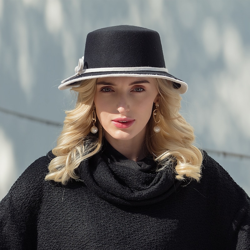 Hats 100% Wool Bucket Hat Casual Daily Wear Headwear Casual Daily With Bowknot Headpiece Headwear4