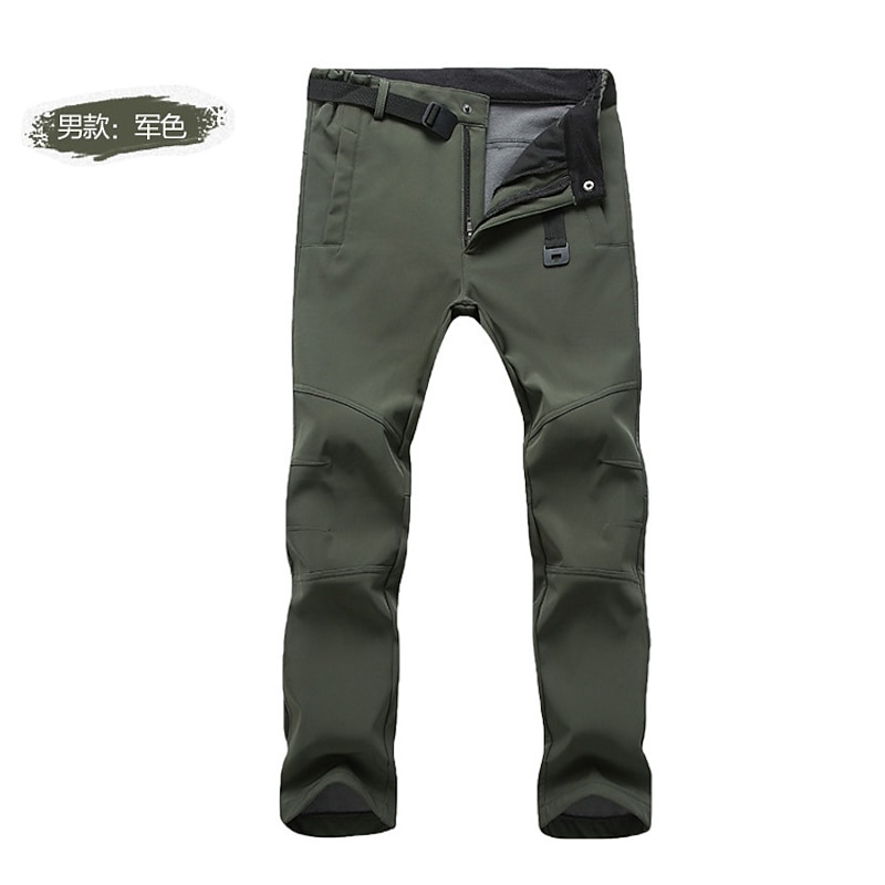 men's soft shell fleece climbing trousers water-repellent and windproof quick dry outdoor sports trousers3