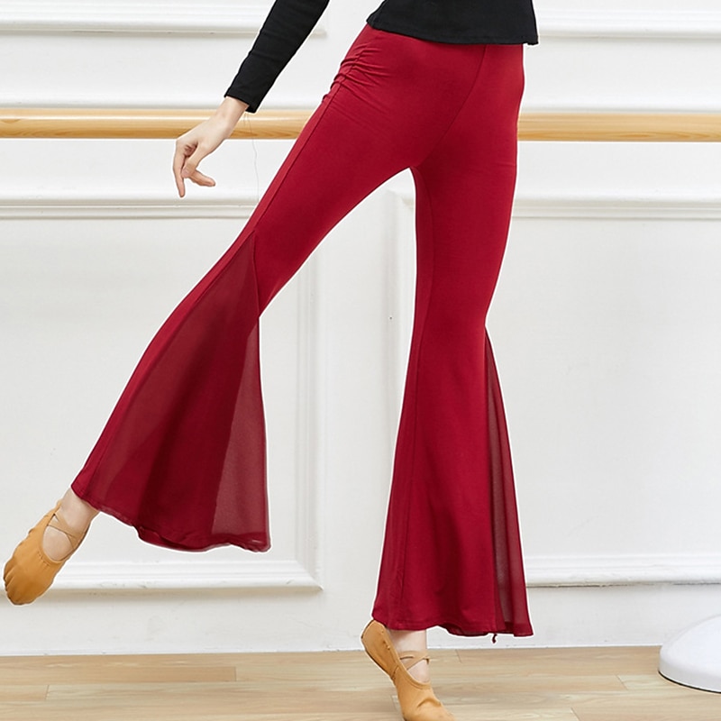 Activewear Pants Ruching Gore Solid Women's Training Performance Natural Modal