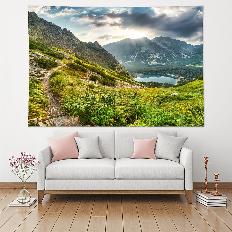 Large Wall Tapestry Art Decor Blanket Curtain Hanging Home Bedroom Living Room Decoration Mountain Scenery Beautiful Lake Polyester4