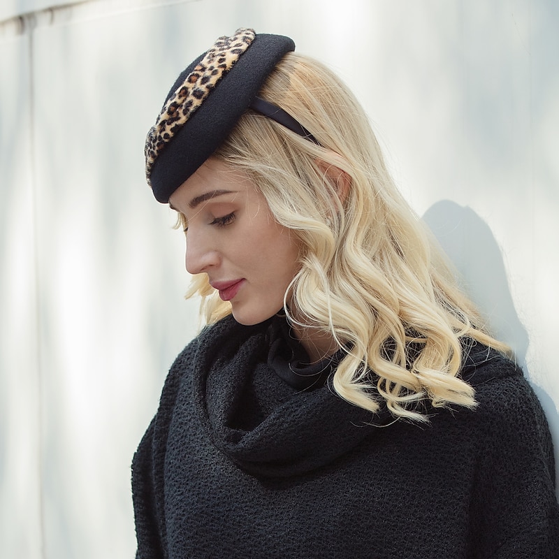 Hats Wool Beret Hat Bucket Hat Wedding Daily Wear Valentine's Day Valentine Cocktail Headwear Elegant With Leopard Print Headpiece Headwear3