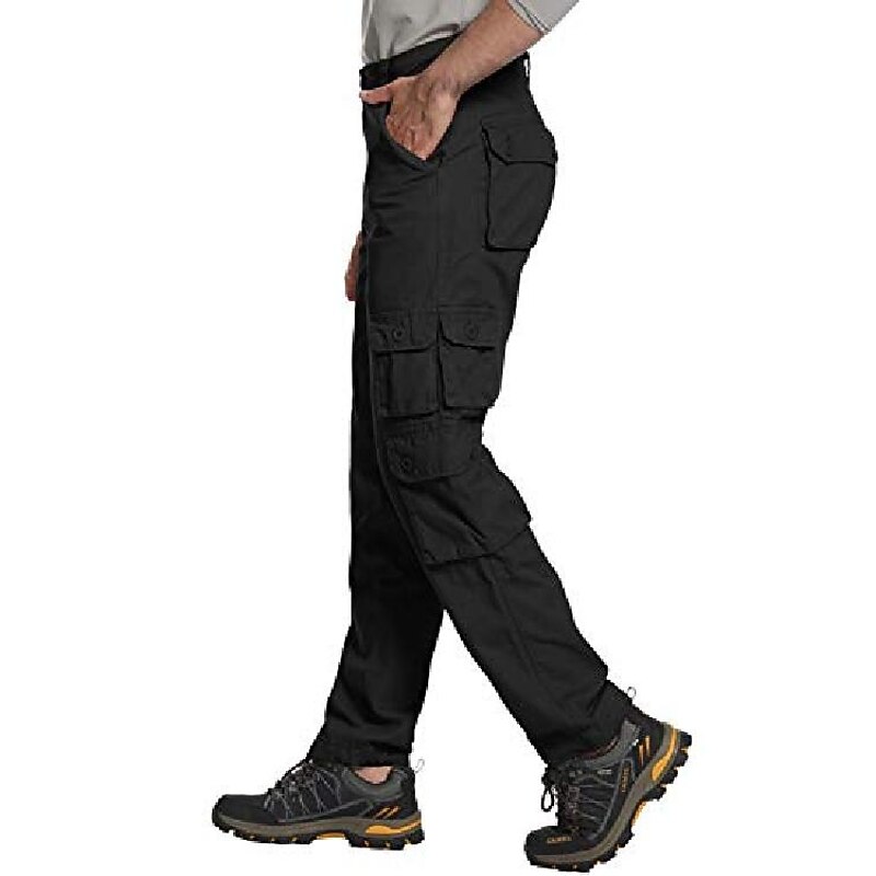 men's cotton loose cargo tactical pants fashion casual hiking work outdoor trousers black 36