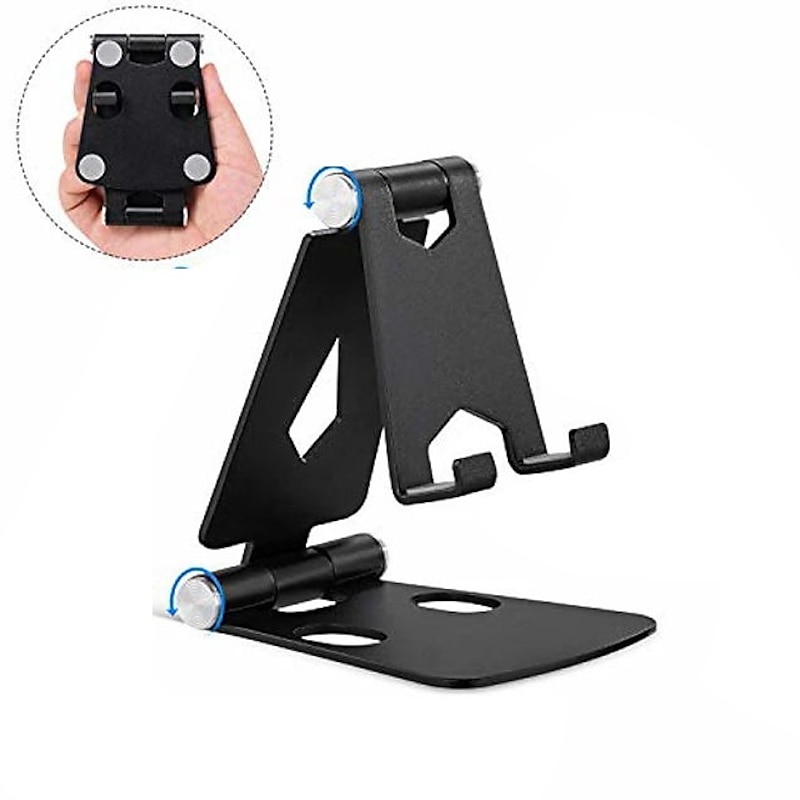 Cell Phone Stand Holder, Fully Foldable, Adjustable Desktop Phone Holder Cradle Dock Compatible with All Cell Phone Model iPhone Samsung Galaxy Nintendo Switch Tablets2