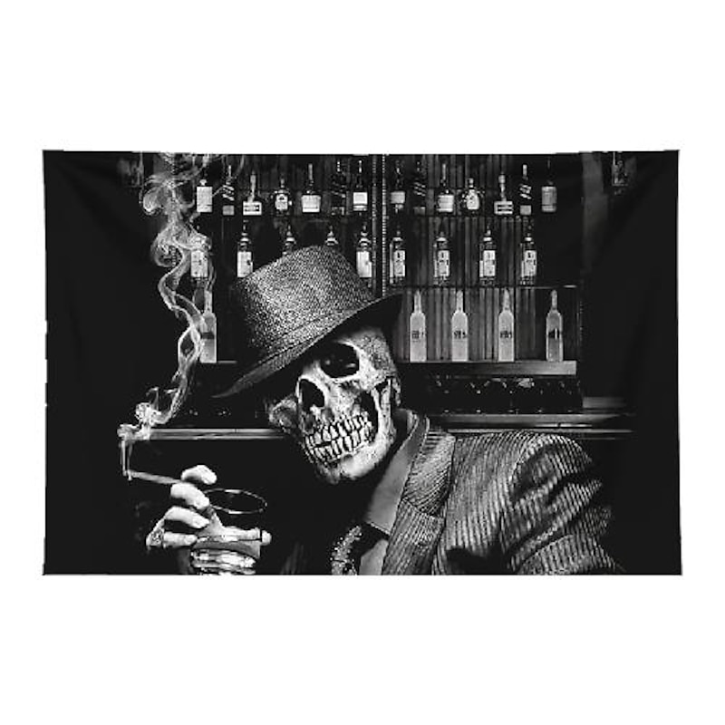 wall tapestry art decor blanket curtain hanging home bedroom living room decoration skull suit gentleman polyester2