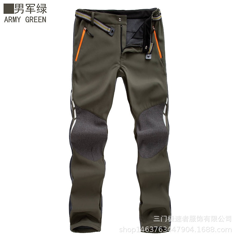 men's hiking pants water resistant reinforced knees fleece lined ski pants dark grey, 402