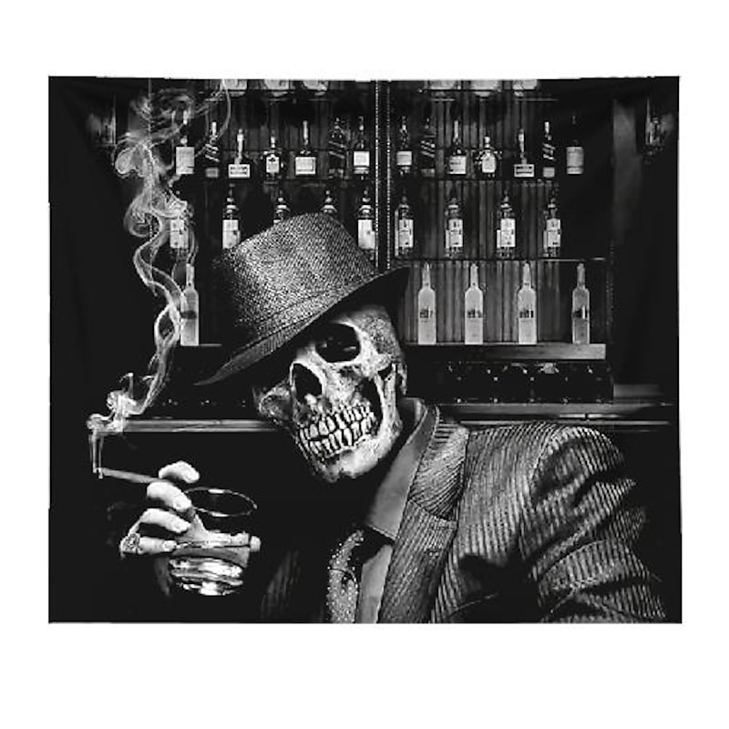 wall tapestry art decor blanket curtain hanging home bedroom living room decoration skull suit gentleman polyester3