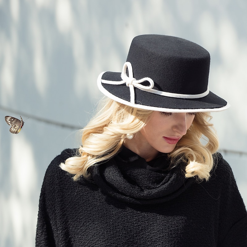 Hats 100% Wool Bucket Hat Casual Daily Wear Headwear Casual Daily With Bowknot Headpiece Headwear3