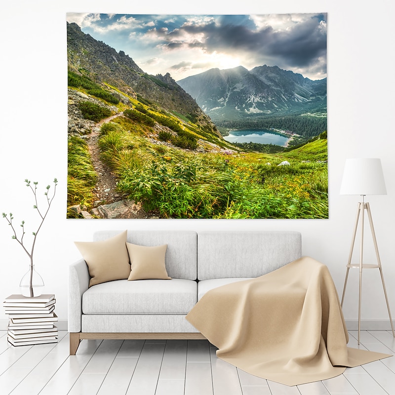 Large Wall Tapestry Art Decor Blanket Curtain Hanging Home Bedroom Living Room Decoration Mountain Scenery Beautiful Lake Polyester3